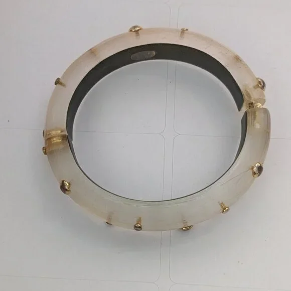 ALEXIS BITTAR Resin Metal Dotted Stud Hinge Clamper Bangle Bracelet - Picture 5 of 8